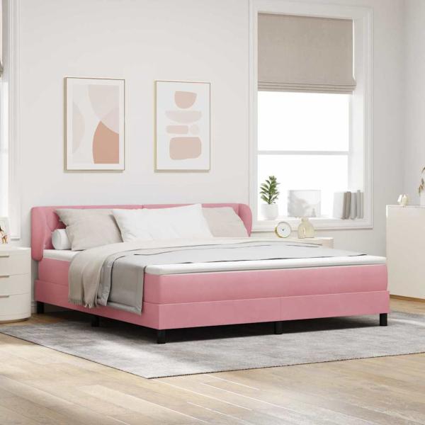 ARDEBO.de - Boxspringbett mit Matratze Rosa 180x200 cm Samt