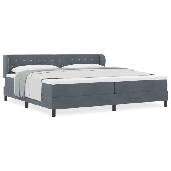 Boxspringbett mit Matratze Dunkelgrau 200x200 cm Samt