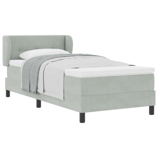 Boxspringbett mit Kopfteil Hellgrau 90 x 190 cm Samt