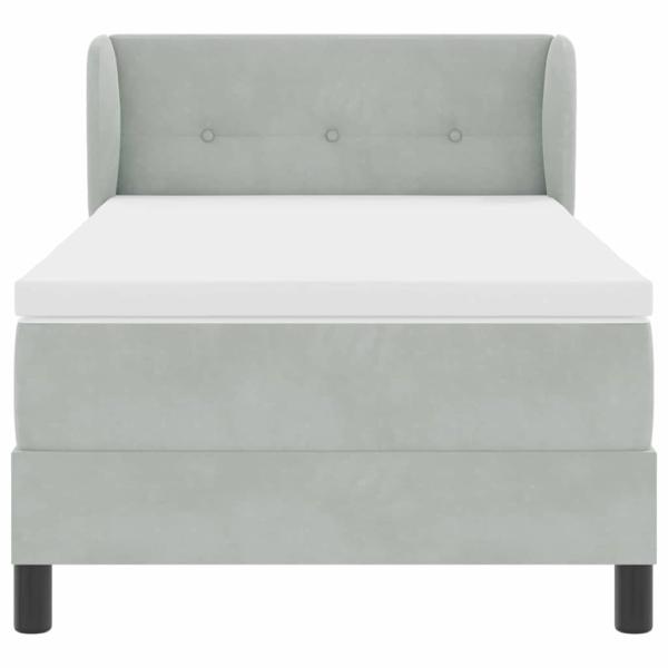 Boxspringbett mit Kopfteil Hellgrau 90 x 190 cm Samt