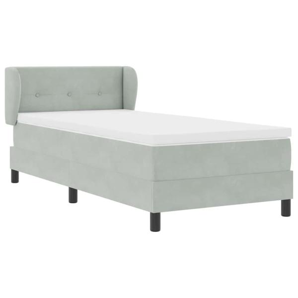 Boxspringbett mit Kopfteil Hellgrau 90 x 190 cm Samt