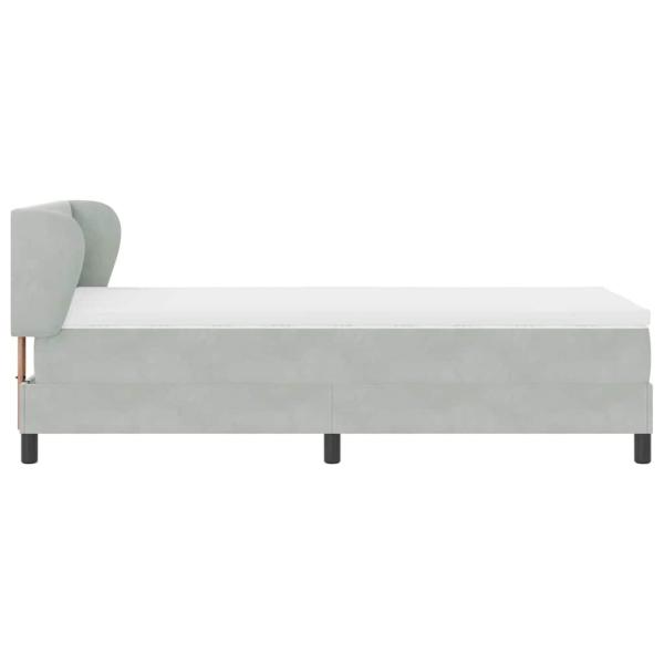 Boxspringbett mit Kopfteil Hellgrau 90 x 190 cm Samt