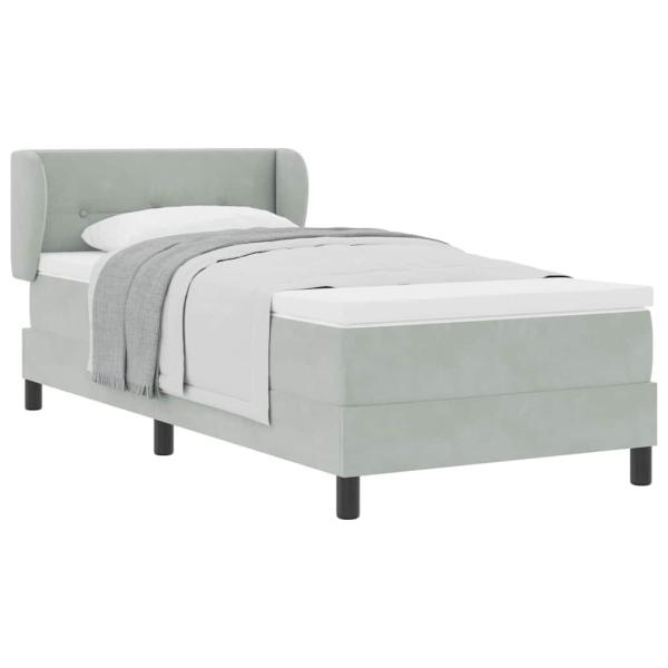 Boxspringbett mit Matratze Hellgrau 90x200 cm Samt