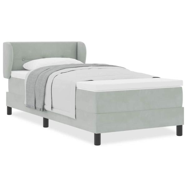 Boxspringbett mit Matratze Hellgrau 90x200 cm Samt