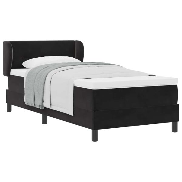 Boxspringbett mit Kopfteil Schwarz 90 x 200 cm Samt