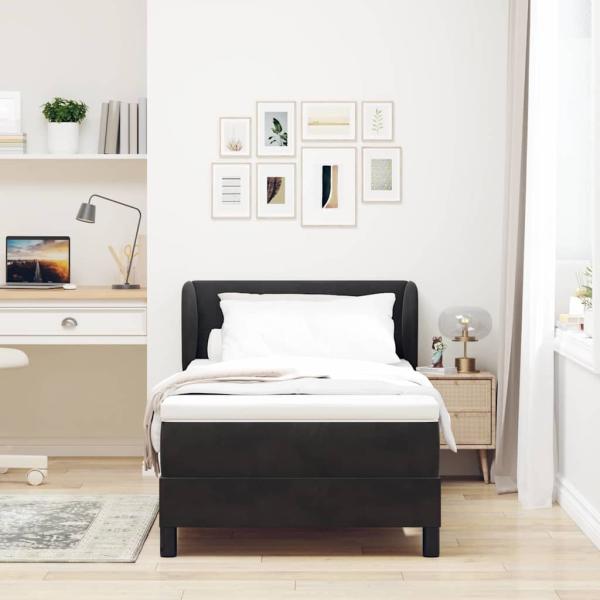 Boxspringbett mit Matratze Schwarz 100x200 cm Samt