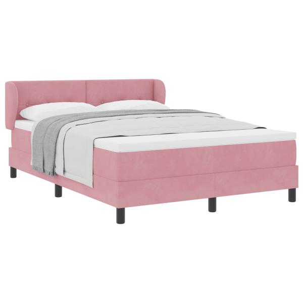 Boxspringbett mit Kopfteil Rosa 140 x 190 cm Samt