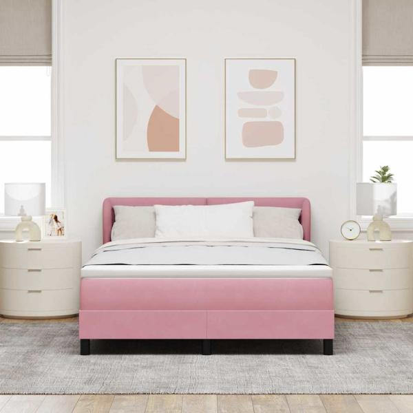 Boxspringbett mit Kopfteil Rosa 140 x 190 cm Samt
