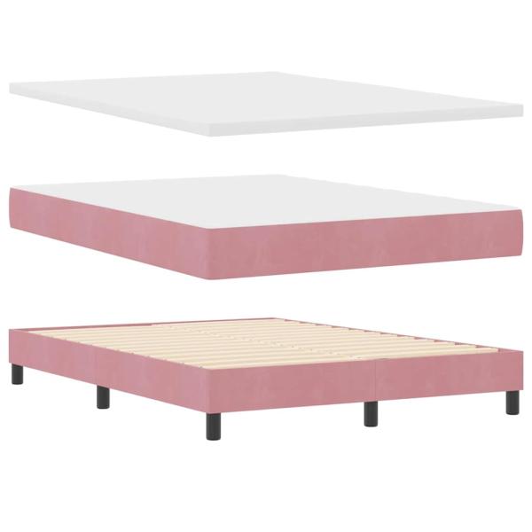 Boxspringbett mit Matratze Rosa 140x200 cm Samt
