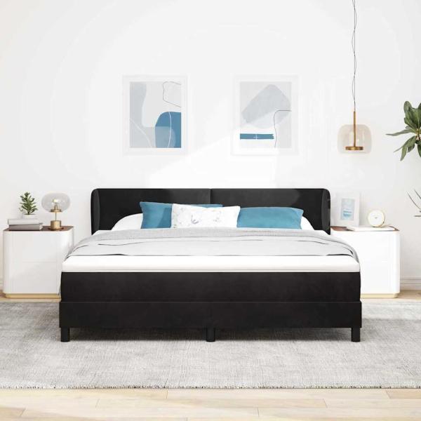 Boxspringbett mit Matratze Schwarz 180x200 cm Samt