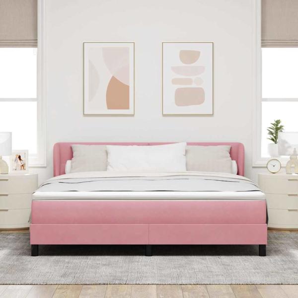 ARDEBO.de - Boxspringbett mit Matratze Rosa 180x200 cm Samt