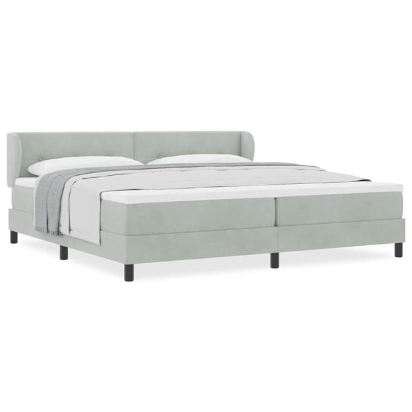 Boxspringbett mit Matratze Hellgrau 200x200 cm Samt