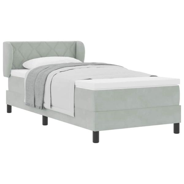 Boxspringbett mit Matratze Hellgrau 90x190 cm Samt