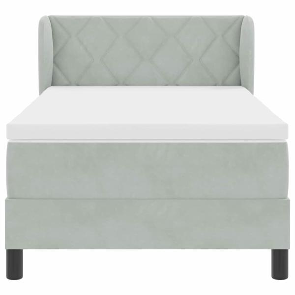 Boxspringbett mit Matratze Hellgrau 90x190 cm Samt