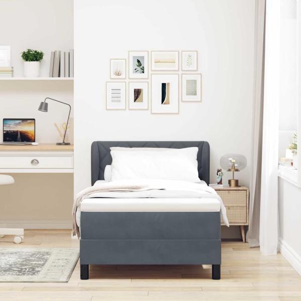 Boxspringbett mit Matratze Dunkelgrau 90x190 cm Samt