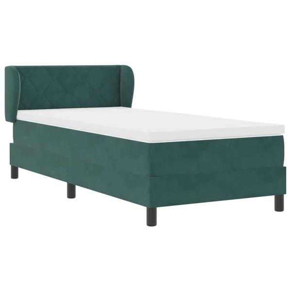 Boxspringbett mit Matratze Dunkelgrün 90x190 cm Samt