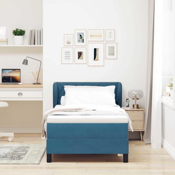 Boxspringbett mit Matratze Dunkelblau 90x190 cm Samt