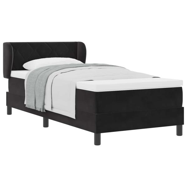 Boxspringbett mit Matratze Schwarz 90x200 cm Samt