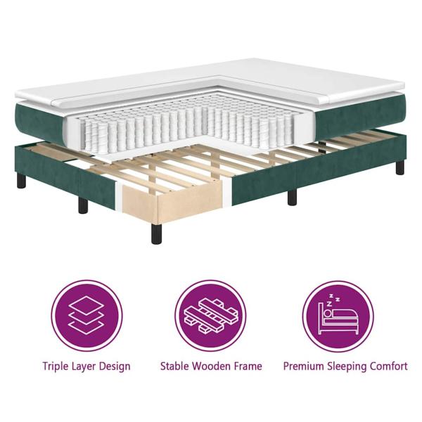 Boxspringbett mit Matratze Dunkelgrün 90x200 cm Samt