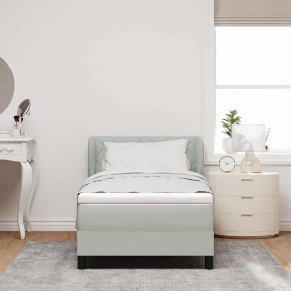 Boxspringbett mit Kopfteil Hellgrau 100 x 200 cm Samt