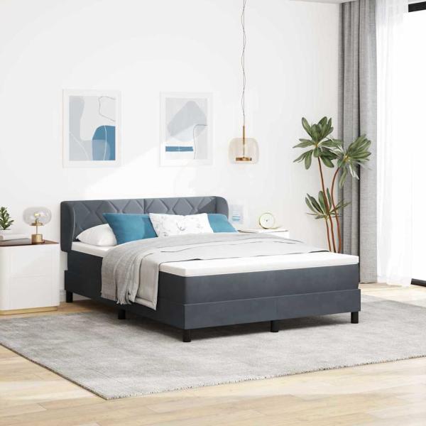 ARDEBO.de - Boxspringbett mit Matratze Dunkelgrau 140x190 cm Samt