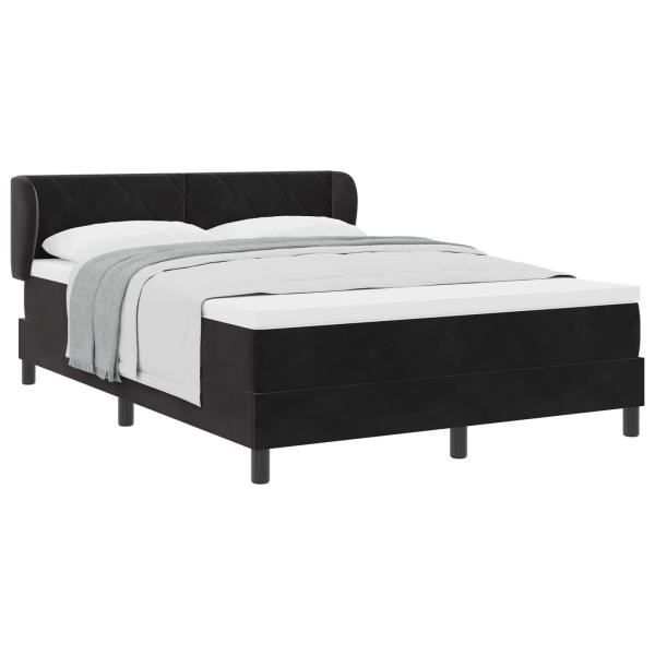 Boxspringbett mit Matratze Schwarz 140x190 cm Samt