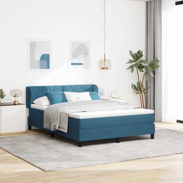 ARDEBO.de - Boxspringbett mit Matratze Dunkelblau 140x190 cm Samt