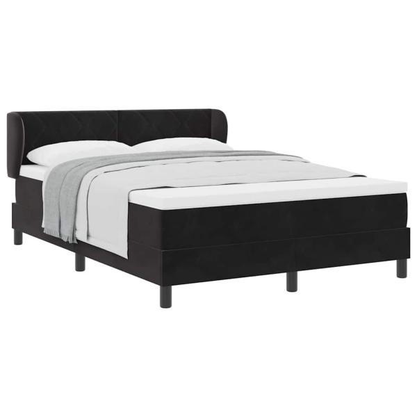 Boxspringbett mit Matratze Schwarz 140x200 cm Samt