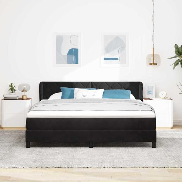Boxspringbett mit Matratze Schwarz 180x200 cm Samt