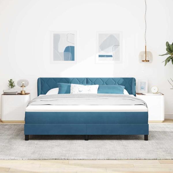 Boxspringbett mit Matratze Dunkelblau 180x200 cm Samt