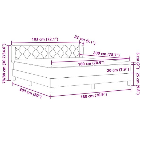 Boxspringbett mit Matratze Dunkelblau 180x200 cm Samt