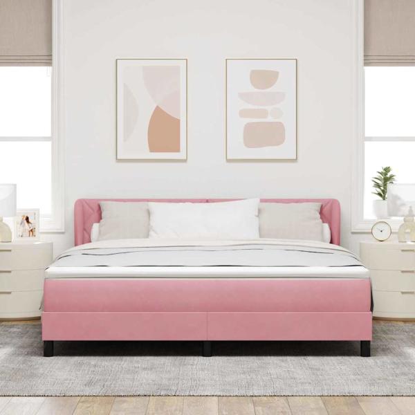 Boxspringbett mit Matratze Rosa 180x200 cm Samt