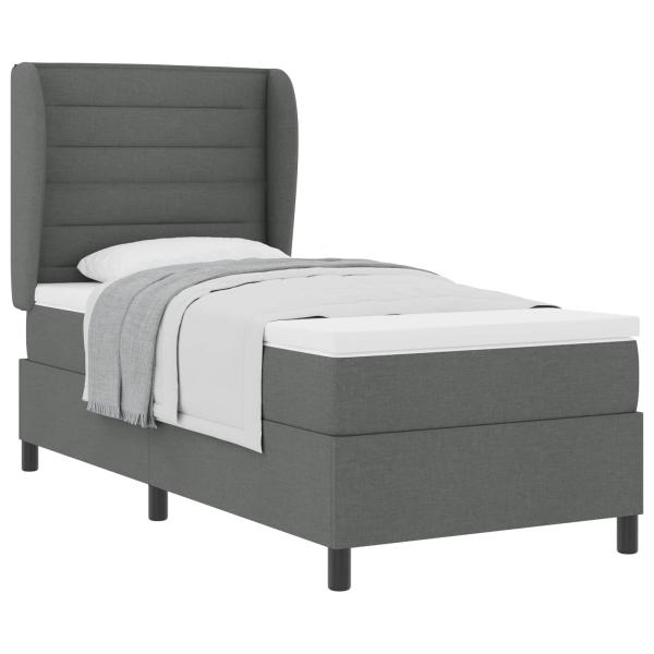 ARDEBO.de - Boxspringbett mit Matratze Dunkelgrau 80x200 cm Stoff