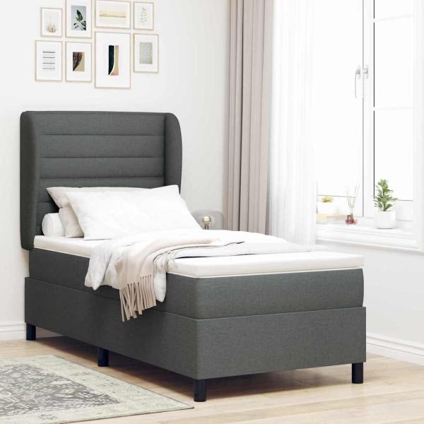 ARDEBO.de - Boxspringbett mit Matratze Dunkelgrau 90x200 cm Stoff