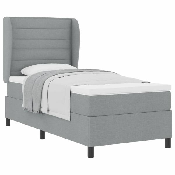 Boxspringbett mit Matratze Hellgrau 100x200 cm Stoff