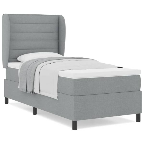 Boxspringbett mit Matratze Hellgrau 100x200 cm Stoff