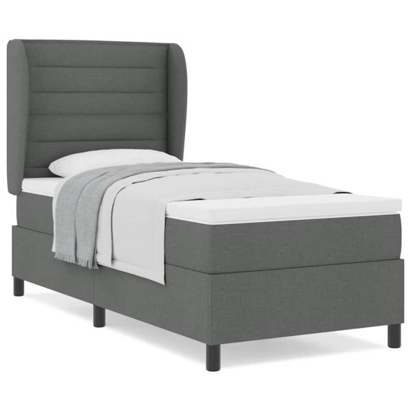 Boxspringbett mit Matratze Dunkelgrau 100x200 cm Stoff