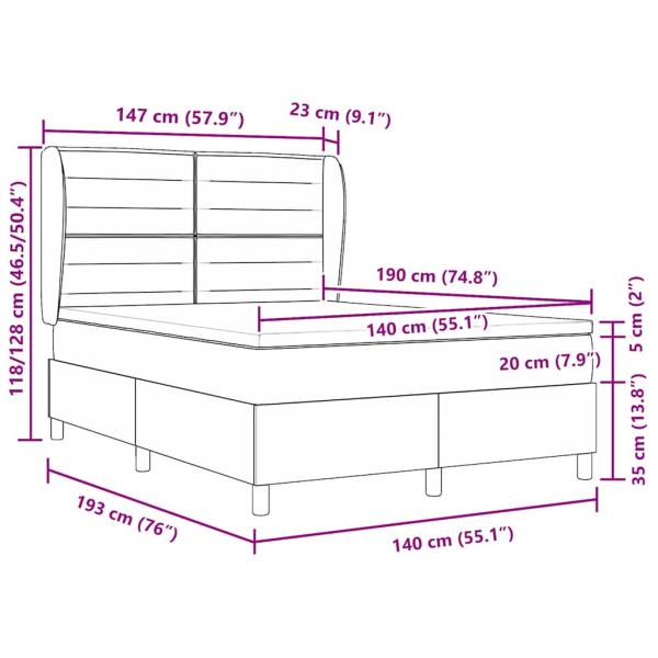 Boxspringbett mit Matratze Schwarz 140x190 cm Stoff