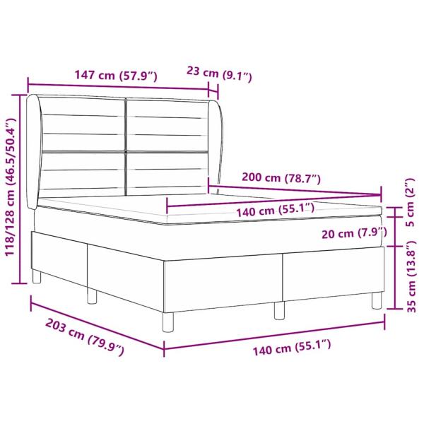 Boxspringbett mit Matratze Hellgrau 140x200 cm Stoff