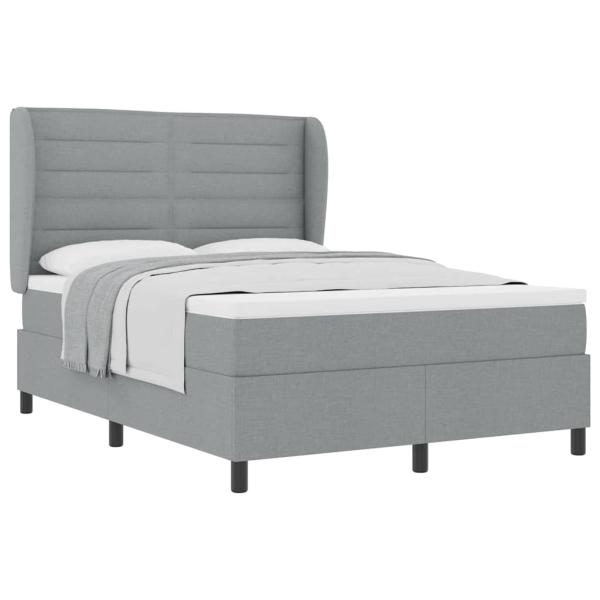 Boxspringbett mit Matratze Hellgrau 140x200 cm Stoff