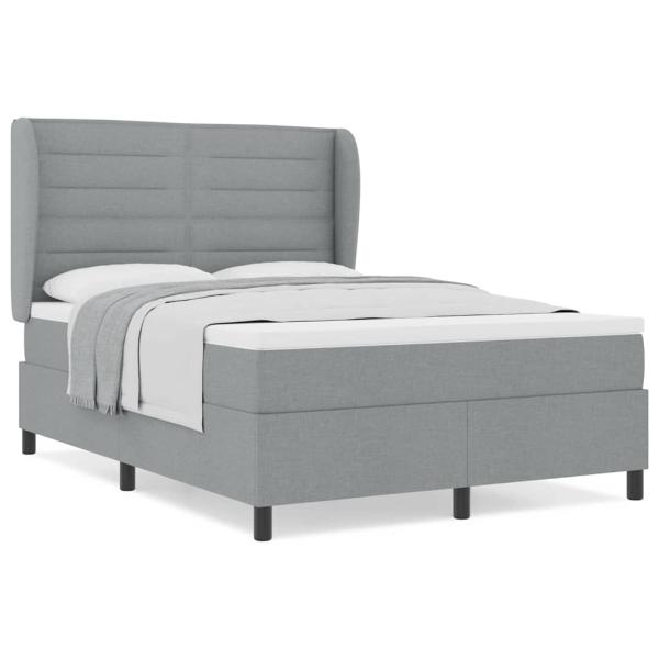 Boxspringbett mit Matratze Hellgrau 140x200 cm Stoff