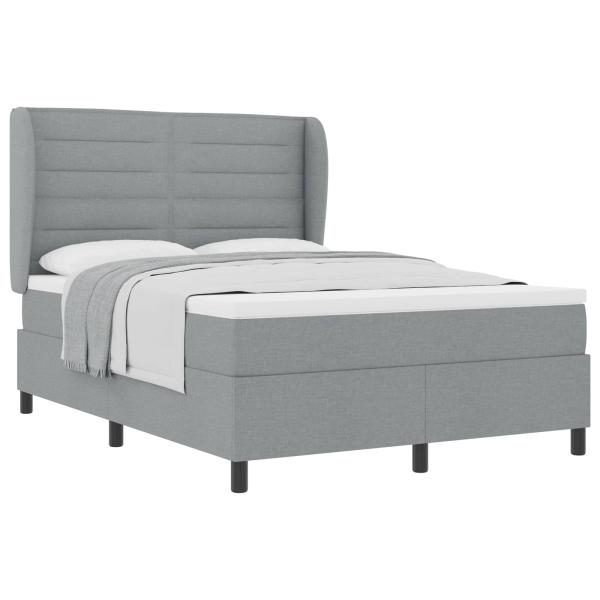 Boxspringbett mit Matratze Hellgrau 140x200 cm Stoff