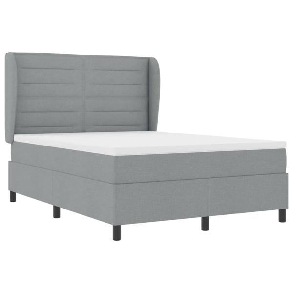 Boxspringbett mit Matratze Hellgrau 140x200 cm Stoff