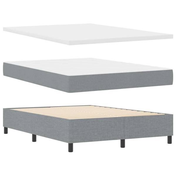 Boxspringbett mit Matratze Hellgrau 140x200 cm Stoff