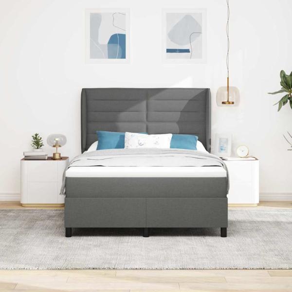 Boxspringbett mit Matratze Dunkelgrau 140x200 cm Stoff
