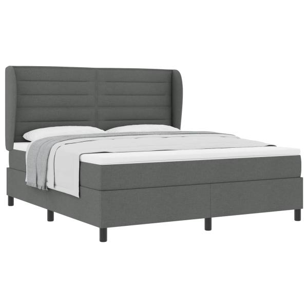 Boxspringbett mit Matratze Dunkelgrau 180 x 200 cm Stoff