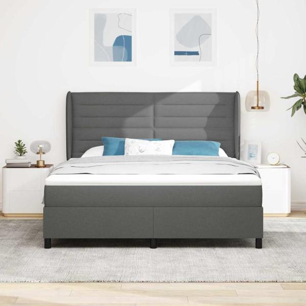 Boxspringbett mit Matratze Dunkelgrau 180 x 200 cm Stoff