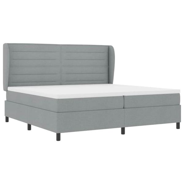 Boxspringbett mit Matratze Hellgrau 200x200 cm Stoff