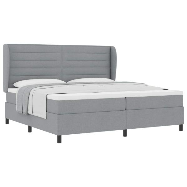 Boxspringbett mit Matratze Hellgrau 200x200 cm Stoff