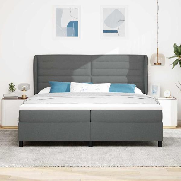 Boxspringbett mit Matratze Dunkelgrau 200x200 cm Stoff